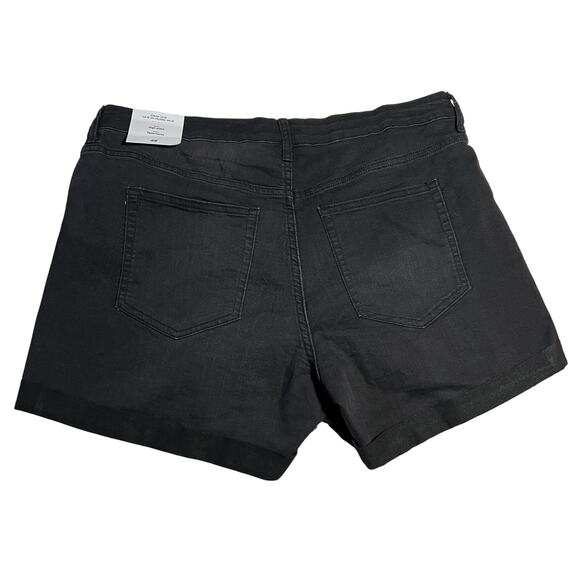 H&M High Waist Stretch Denim Shorts Size 18 NEW Casual Summer Festival Neutral - Picture 2 of 9